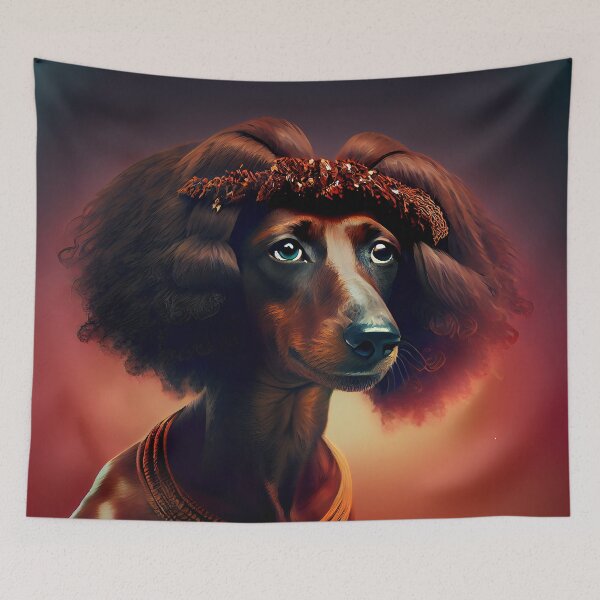 Aperçu de l'œuvre Afro Dachshund Cute Dog 2 créée et vendue par Artistic Pandas.