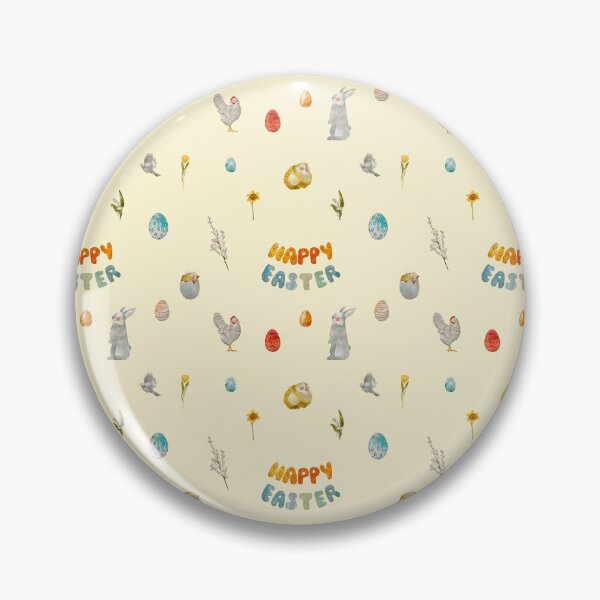 Item preview, Happy Easter title rabbit cute watercolor pattern beige designed and sold by Yana Mustafina | Boho Soulful Designs.