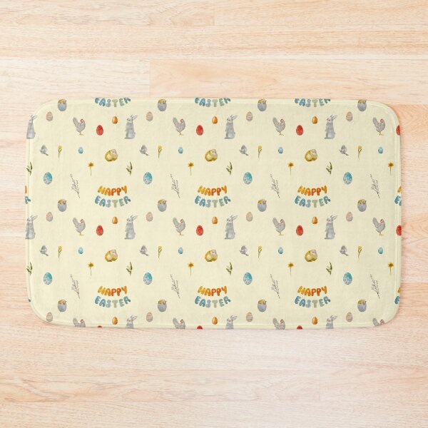Item preview, Happy Easter title rabbit cute watercolor pattern beige designed and sold by Yana Mustafina | Boho Soulful Designs.