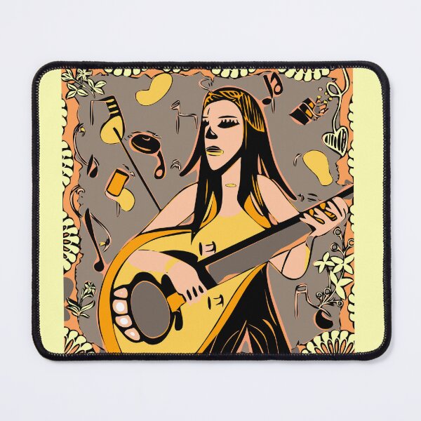 Item preview, "The Black and Yellow Guitarist against a abstract Background" designed and sold by FunnyShopGirl.