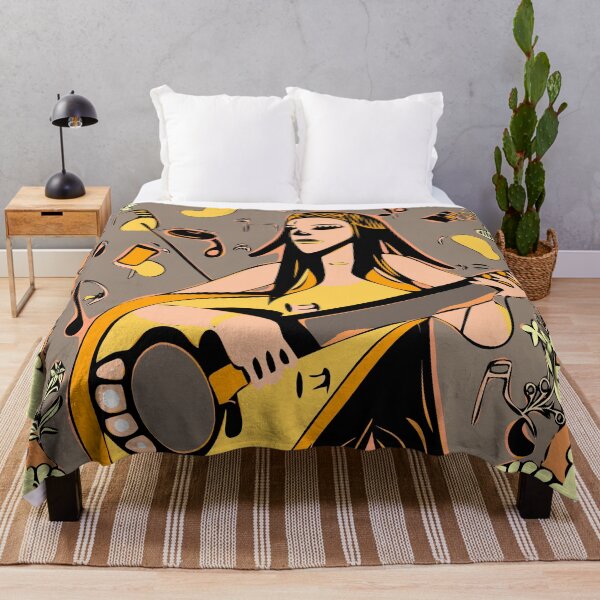 Item preview, "The Black and Yellow Guitarist against a abstract Background" designed and sold by FunnyShopGirl.