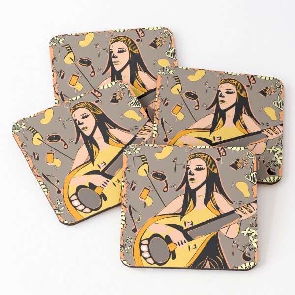 Item preview, "The Black and Yellow Guitarist against a abstract Background" designed and sold by FunnyShopGirl.