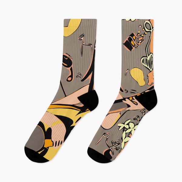 Item preview, "The Black and Yellow Guitarist against a abstract Background" designed and sold by FunnyShopGirl.