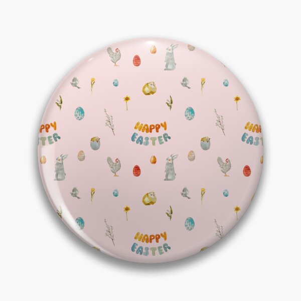 Item preview, Happy Easter title rabbit cute watercolor pattern pink designed and sold by Yana Mustafina | Boho Soulful Designs.