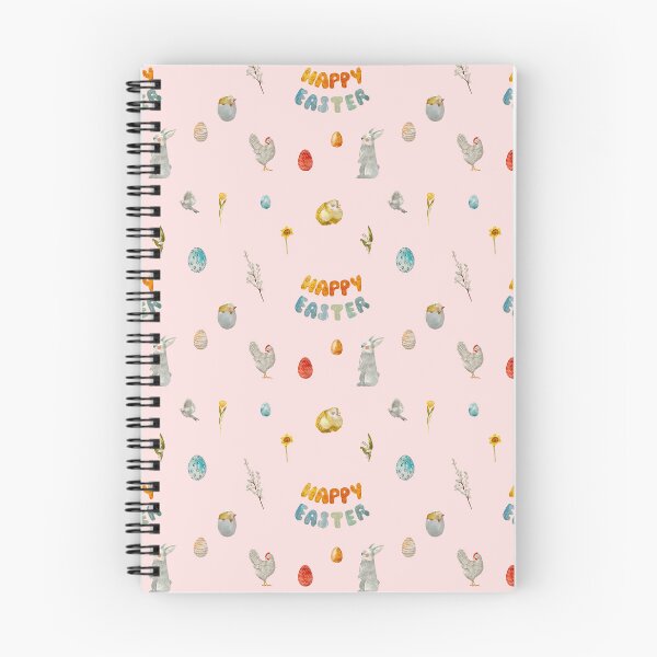 Item preview, Happy Easter title rabbit cute watercolor pattern pink designed and sold by Yana Mustafina | Boho Soulful Designs.