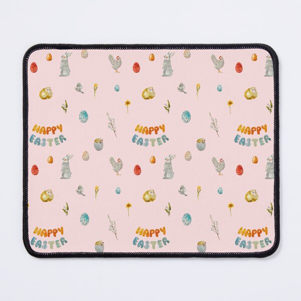 Item preview, Happy Easter title rabbit cute watercolor pattern pink designed and sold by Yana Mustafina | Boho Soulful Designs.