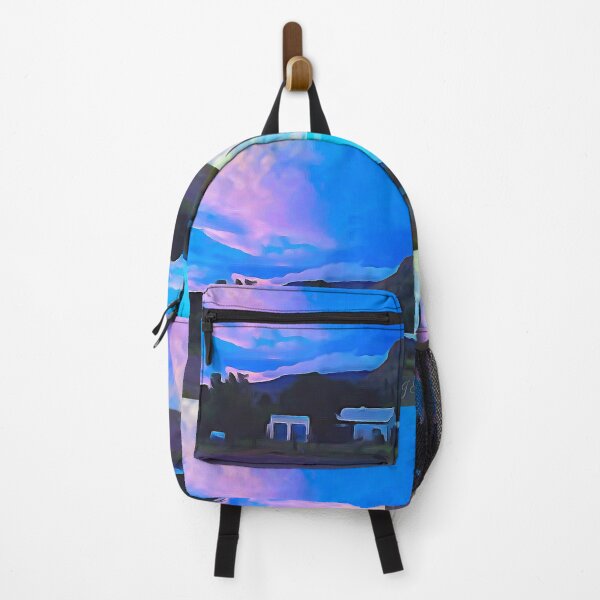 Item preview, A Hiker and nature lovers paradise. Beautiful Sunset with Clouds, Blue skies and a hint of pink above a Mountain Painting designed and sold by Reubens-Art.
