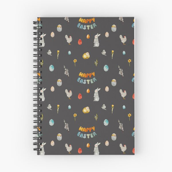 Item preview, Happy Easter title rabbit cute watercolor pattern grey designed and sold by Yana Mustafina | Boho Soulful Designs.