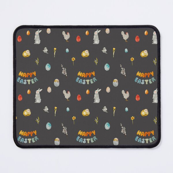 Item preview, Happy Easter title rabbit cute watercolor pattern grey designed and sold by Yana Mustafina | Boho Soulful Designs.