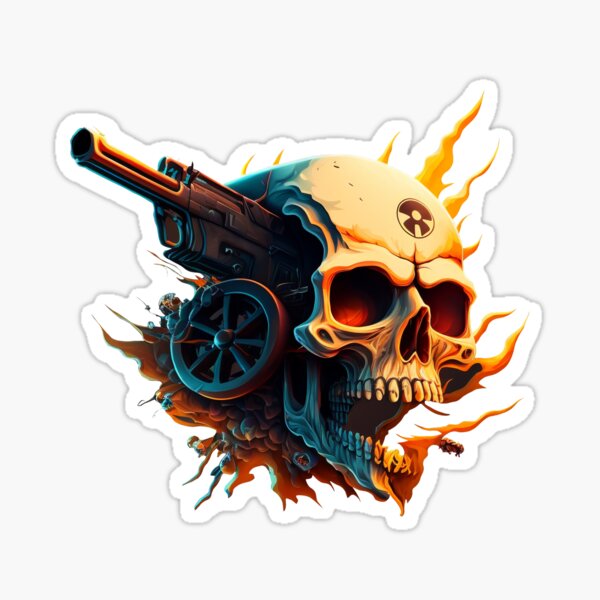 Aperçu de l'œuvre crâne et pistolet créée et vendue par ezps.