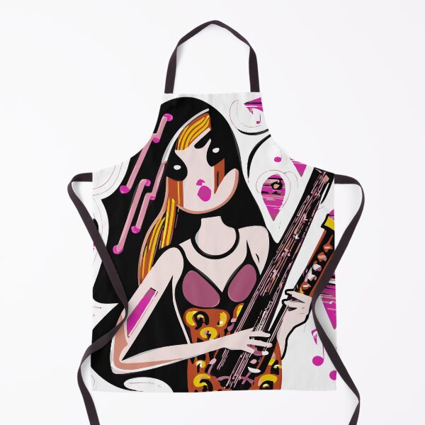 Item preview, "The Guitarist with a Black and Fuchsia Dress against an Abstract Background" designed and sold by FunnyShopGirl.