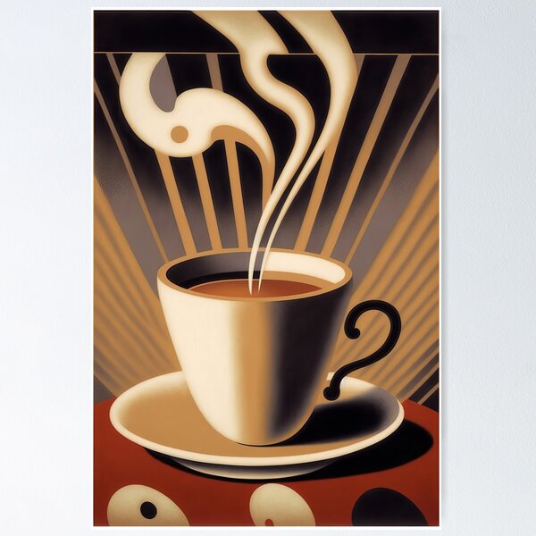 Artikel-Vorschau von Dampfende Tasse Kaffee im Art-déco-Stil 2, designt und verkauft von artefacta.