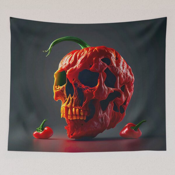 Item preview, Carolina Reaper chilli skull theme large format  designed and sold by AiArtestry.