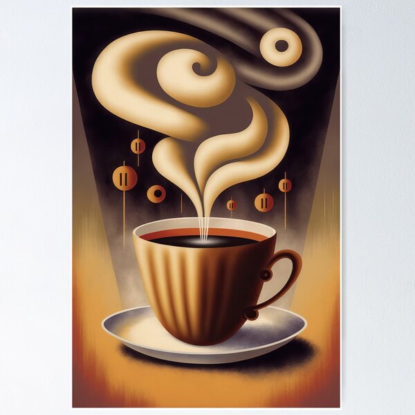 Artikel-Vorschau von Dampfende Tasse Kaffee im Art-déco-Stil 3, designt und verkauft von artefacta.