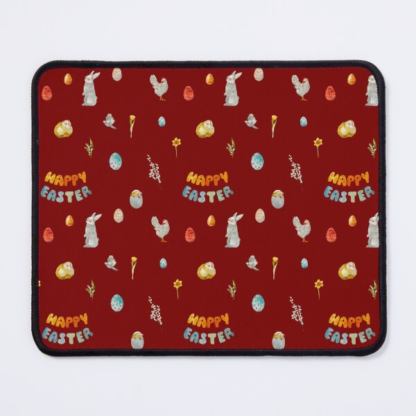 Item preview, Happy Easter title rabbit cute watercolor pattern red designed and sold by Yana Mustafina | Boho Soulful Designs.