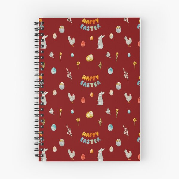 Item preview, Happy Easter title rabbit cute watercolor pattern red designed and sold by Yana Mustafina | Boho Soulful Designs.