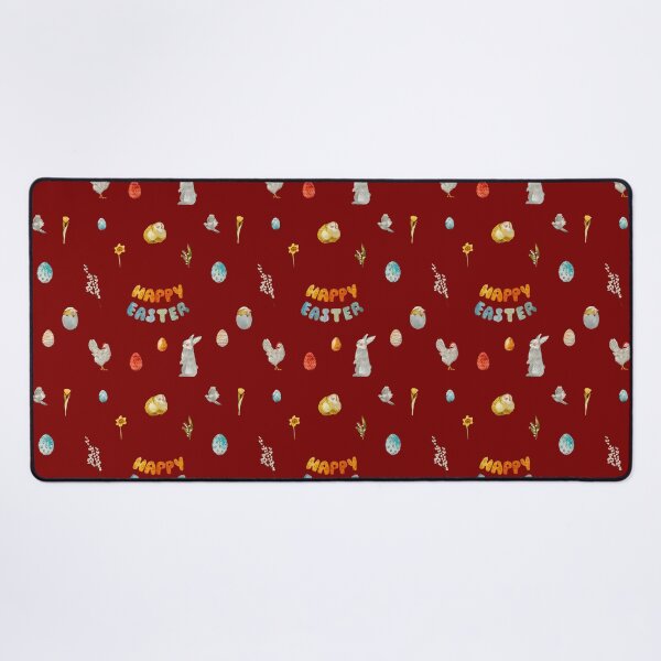 Item preview, Happy Easter title rabbit cute watercolor pattern red designed and sold by Yana Mustafina | Boho Soulful Designs.