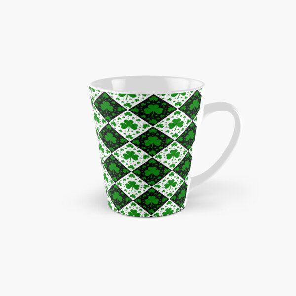 Green, White and Black Shamrock Pattern Tall Mug