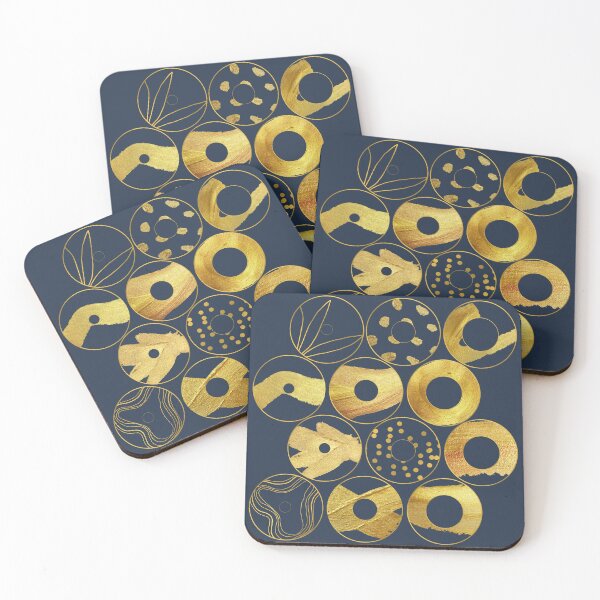 Item preview, Golden geometric circle pattern with dark green background. designed and sold by CreativeStrand.