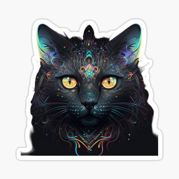 Printable Fractal Cat by Louis Wain - weird, odd, psychedelic art