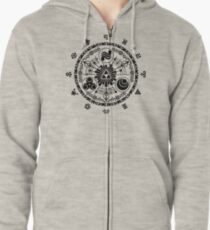 Gate of Time - Black Zipped Hoodie