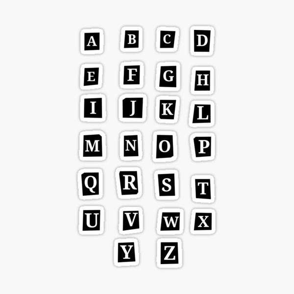 Black newspaper clippings serif font alphabet letters | Sticker