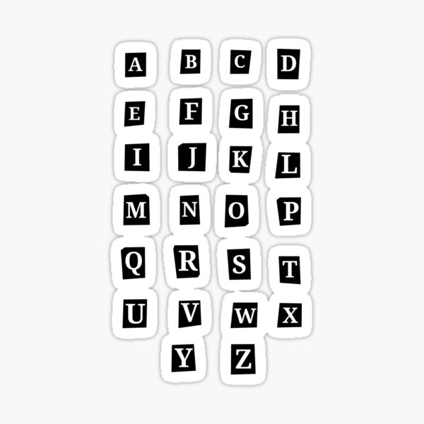 "Black newspaper clippings serif font alphabet letters" Sticker for Sale by WordsArtist Redbubble