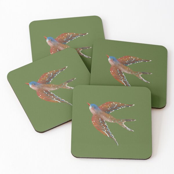 Item preview, Watercolor illustration of birds flying with brown feathers designed and sold by UnaWu533.