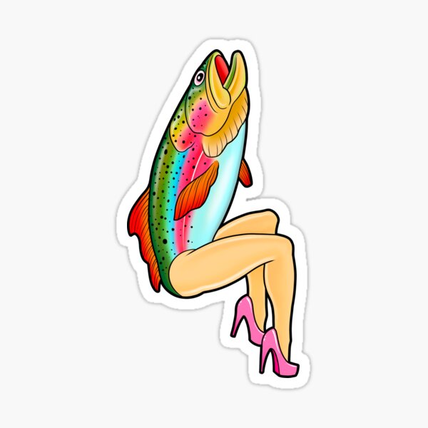 Fish-Nets (Reverse Mermaid) Pink Version Sticker for Sale by  VaguelyOriginal