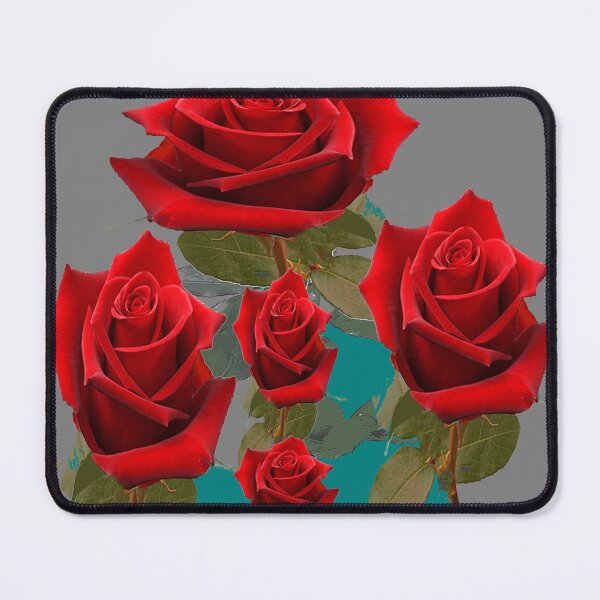 Item preview,  RED ROSE  PATTERN TEAL-GREY ABSTRACT GARDEN ART designed and sold by sharlesart.