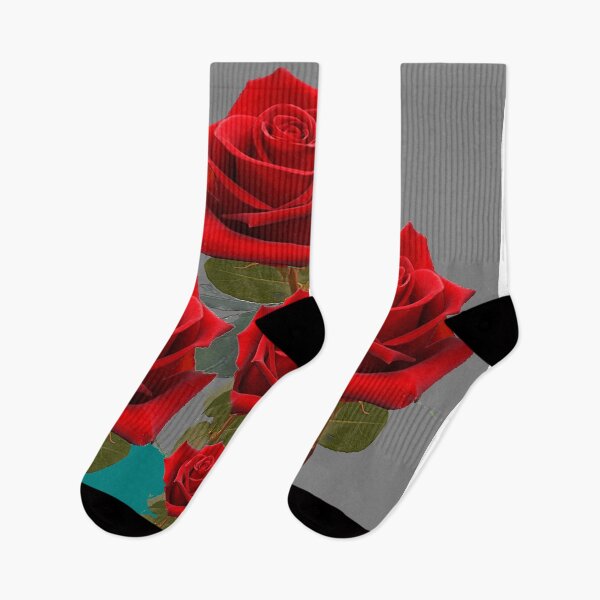 Item preview,  RED ROSE  PATTERN TEAL-GREY ABSTRACT GARDEN ART designed and sold by sharlesart.