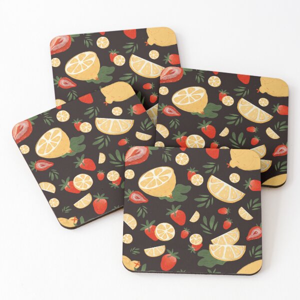Item preview, Cutesy Watercolor Strawberry Lemonade Pattern Dark designed and sold by Bee-Witched.