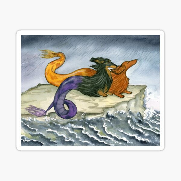 Item preview, Mermaid Dachshunds stormy Wiener Dogs with fins designed and sold by TerryPond.