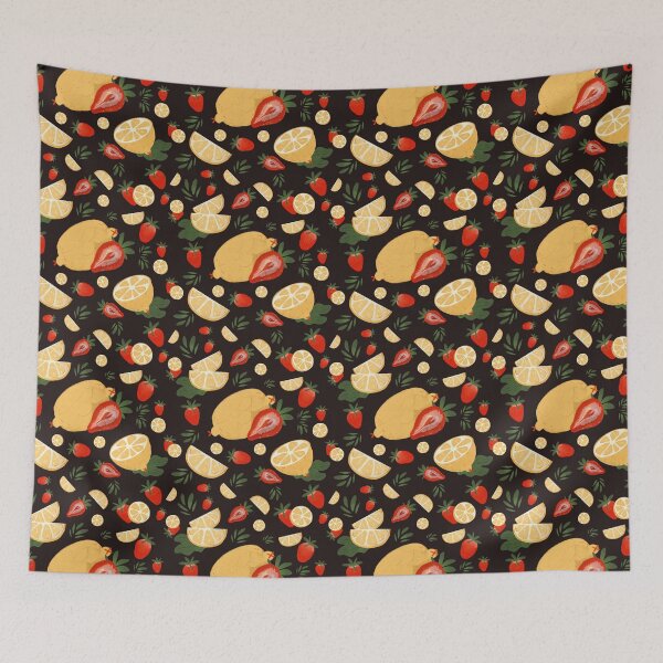 Item preview, Cutesy Watercolor Strawberry Lemonade Pattern Dark designed and sold by Bee-Witched.