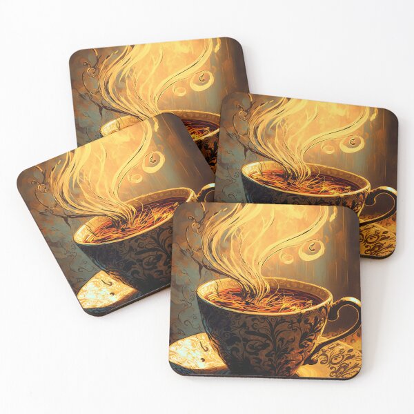 Item preview, Baroque painting of steaming cup of coffee designed and sold by artefacta.