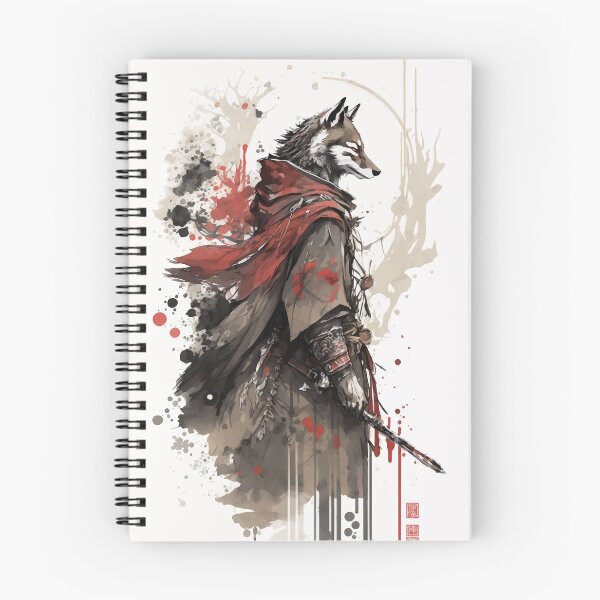 Item preview, Wolf samurai warrior red ink paint designed and sold by Visual-wallart.