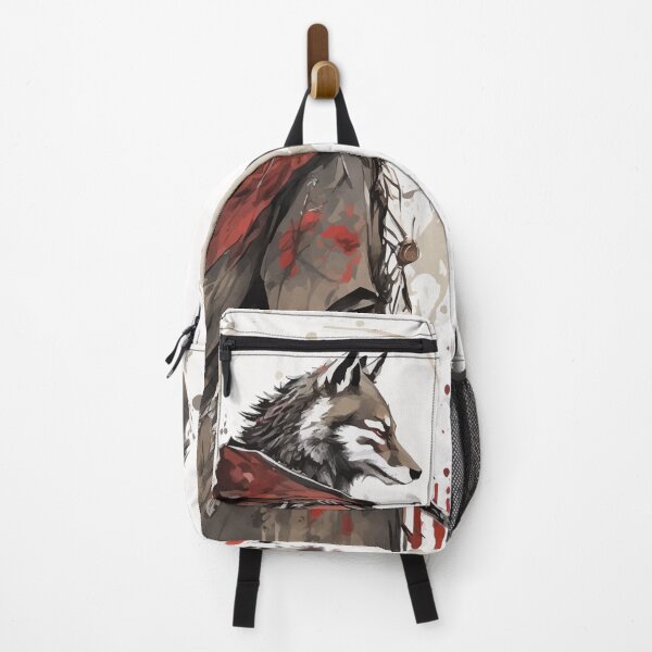 Item preview, Wolf samurai warrior red ink paint designed and sold by Visual-wallart.