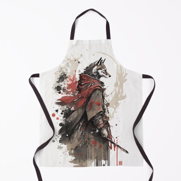 Item preview, Wolf samurai warrior red ink paint designed and sold by Visual-wallart.