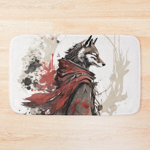 Item preview, Wolf samurai warrior red ink paint designed and sold by Visual-wallart.
