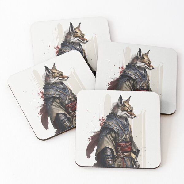 Item preview, Werewolf samurai warrior red ink paint designed and sold by Visual-wallart.