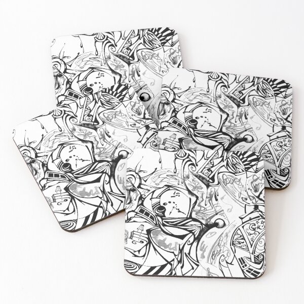 Item preview, Chaotic Inky Doodle Black and White designed and sold by inkymoods.