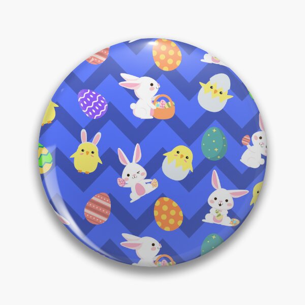 Item preview, Bunnies, Chicks & Easter Egg Print on Brillant Blue designed and sold by PinHookPrincess.