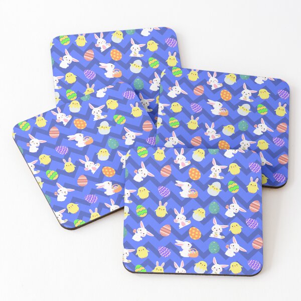 Item preview, Bunnies, Chicks & Easter Egg Print on Brillant Blue designed and sold by PinHookPrincess.