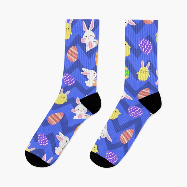 Item preview, Bunnies, Chicks & Easter Egg Print on Brillant Blue designed and sold by PinHookPrincess.