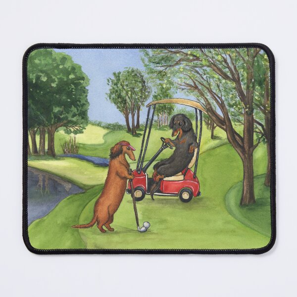 Item preview, Golfing Dachshunds Funny Wiener Dogs on Golf Course designed and sold by TerryPond.