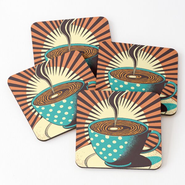Item preview, Pop art midcentury steaming cup of coffee designed and sold by artefacta.