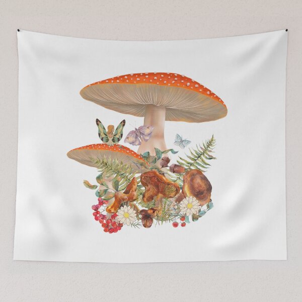 Item preview, Cute cottage core mushroom scene with a fairy and flowers designed and sold by MeetMatilda.