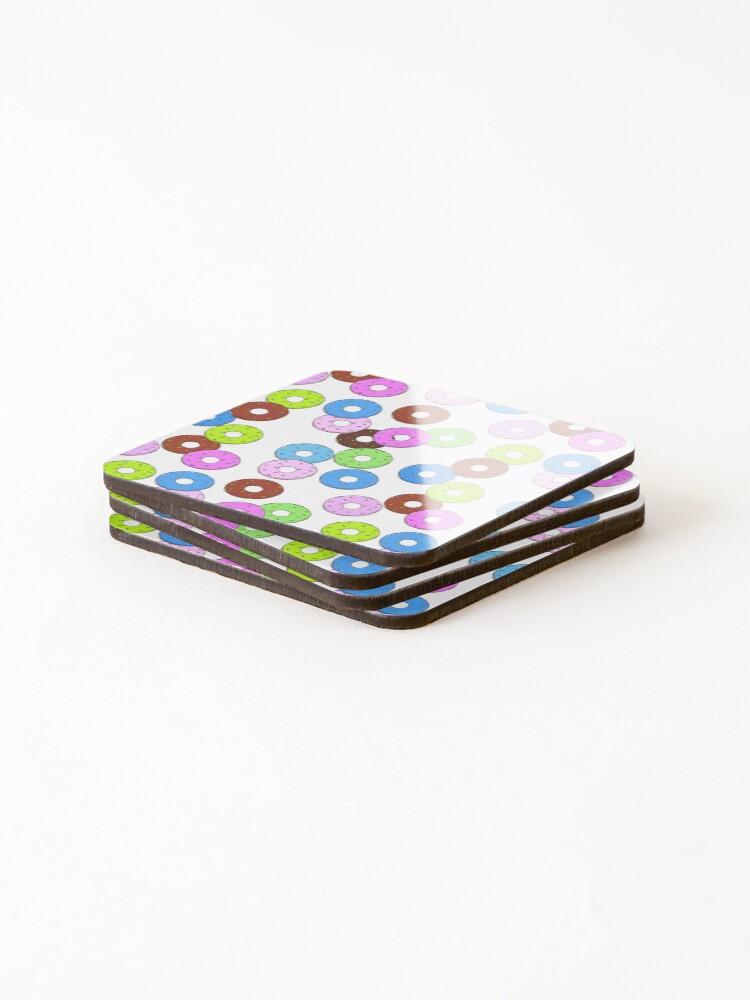 Thumbnail 4 of 5, Coasters (Set of 4), Its Raining Multicolour Donut! designed and sold by RiciPaneto.