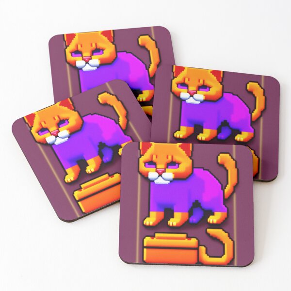 Item preview, Pixel cat NFT art purple with orange designed and sold by CyberArtsy.