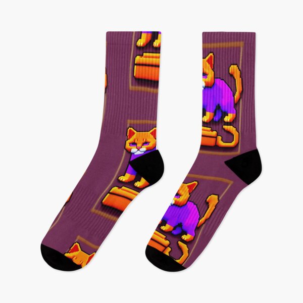 Item preview, Pixel cat NFT art purple with orange designed and sold by CyberArtsy.
